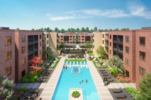 Curated resident activities Midtown GP courtyard rendering